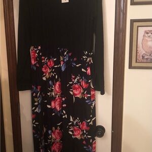 Floral Long Sleeve Dress floor length